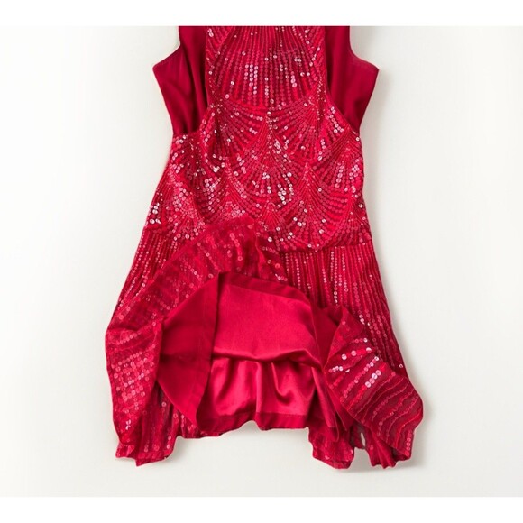 Bebe Red Sequin Mini Dress Size 8 Glam - Picture 3 of 8